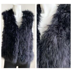 Club Monaco Black Marabou Feather Vest  S